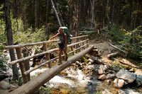 Maidie on log bridge